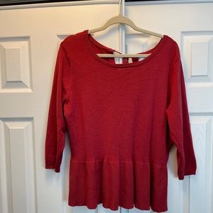 Red sweater peplum top